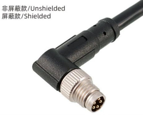 3-8A IP67 Su geçirmez M8 açılı erkek fiş dış mekan kurulumları için metal arayüzü