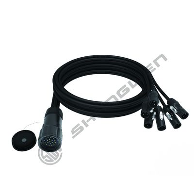 6 Baş Socapex Tarzı Breakout Kablo Montajı SOCAPEX Endüstriyel Uygulama IP67 Su geçirmez 19-Pin Powercon True1 Erkek Bağlayıcılar