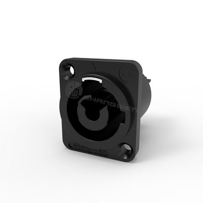 Siyah IP65 Kadın Powercon Bağlantısı 3 Pin LED Dış Kullanım 250V / 20A Şasi Bağlantısı