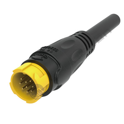 M19 Bağlantı 9pin Sarı 5A Lehimlenmiş Alüminyum Alaşım Kabuk Nylon IP67