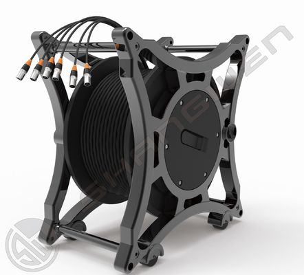 4x16A Çok Kanallı Endüstriyel Elektrikli Sinyal Soketleri 6 Kanalı ve CAT6 SF/UTP Ağ Kablosu Çekici Kablo Bobini