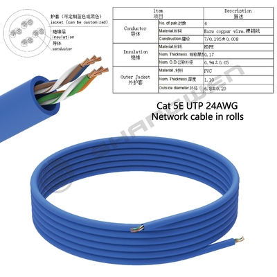 Cat5E 24awg UTP 24awg 4 Pair Cat5e Lan Cable OEM Bare Copper Wire UTP Ethernet Cable